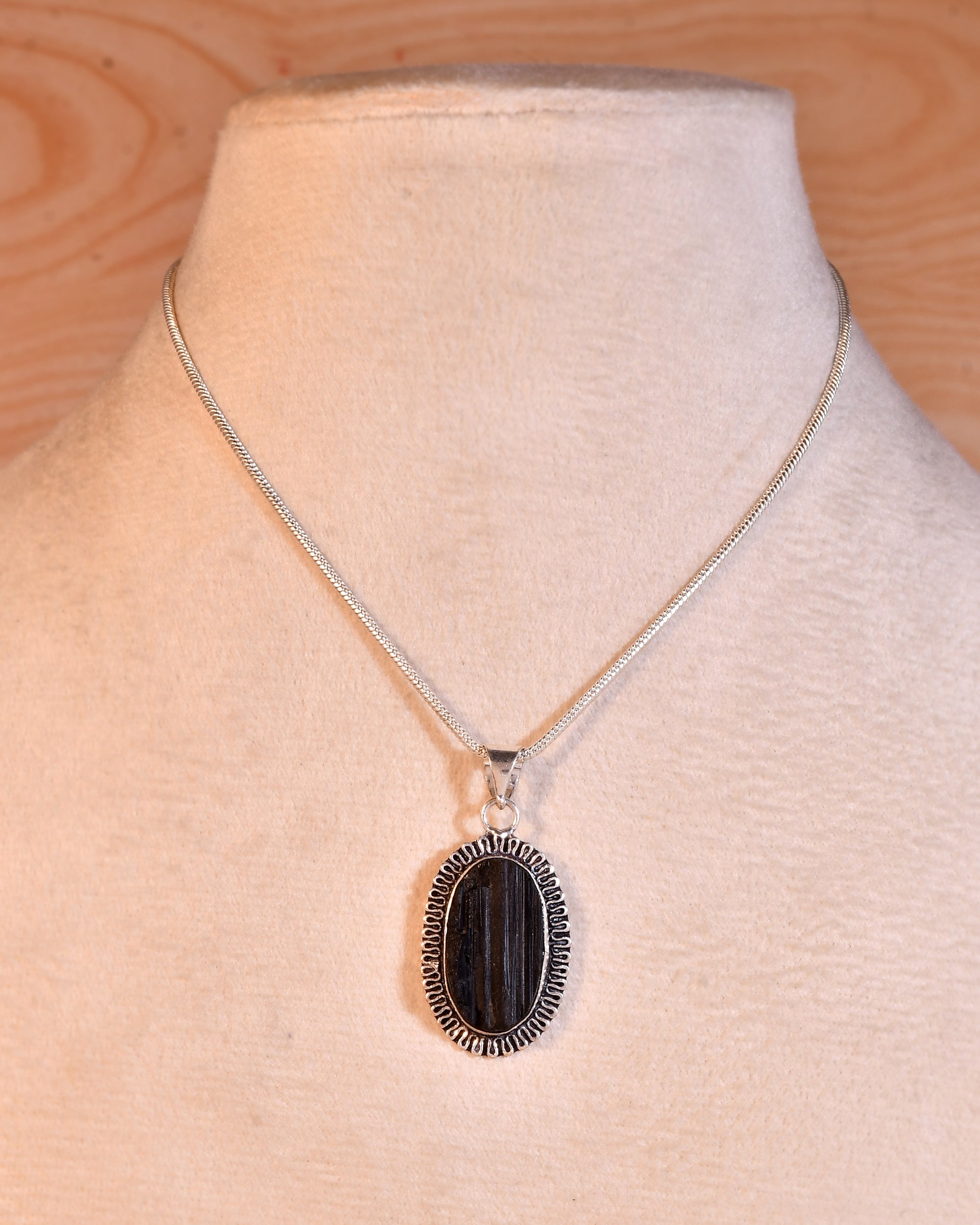 Natural Black Tourmaline Pendant Oval Shape